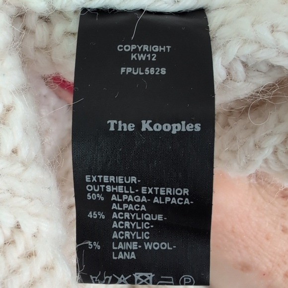 The Kooples Sport‎ Ivory Alpaca Wool Blend Cable Knit V-Neck Sweater Size Small - Picture 9 of 10